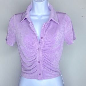 NEW…Lavender button down crop shirt size S (small) from GAB KATE